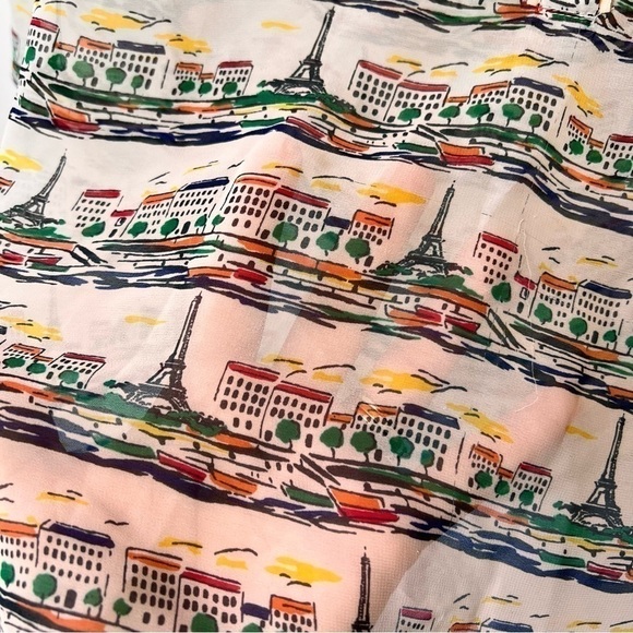 Banana Republic Women Blouse Shirt Size Small Paris Theme Lightweight Sheer Work - Picture 3 of 6